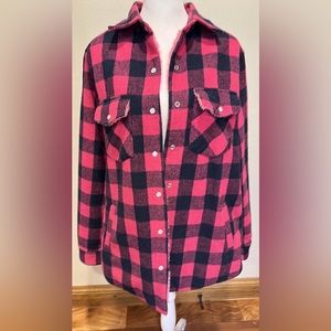 Pink in navy fleece/flannel